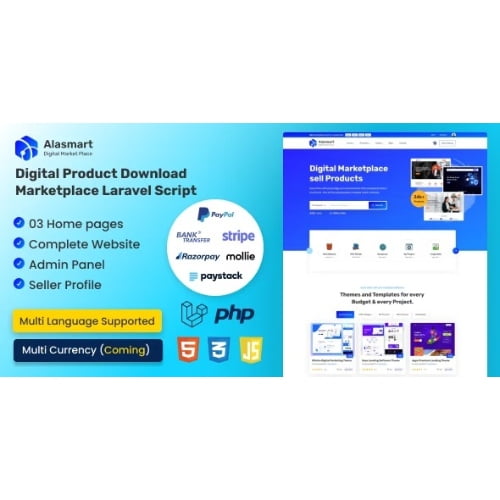 Alasmart – Digital Product Download Marketplace Laravel Script