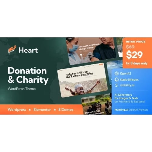 Heart – Donation & Charity Non-Profit WordPress Theme + AI